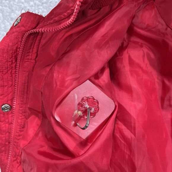 Bebe Red Puffer Jacket Women’s XL Faux Fur Hood Y2K Glam Streetwear Winter Coat - Picture 7 of 13